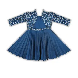SNAZZYGIRL Girls Embroidered Fit & Flare Cotton Dress with Jacket-image-19