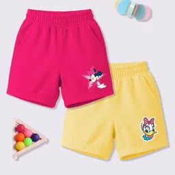 YK Disney Girls Pack Of 2 Mickey & Friends Printed Cotton Shorts-picture-26