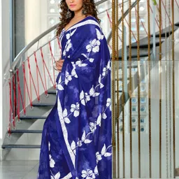 Panzora Floral Printed Block Print Saree image 4