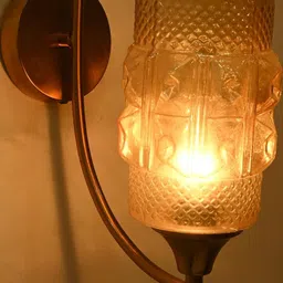 SOMIL Gold-Toned Textured Glass Cylinder Shaped Wall Lamp-image-13