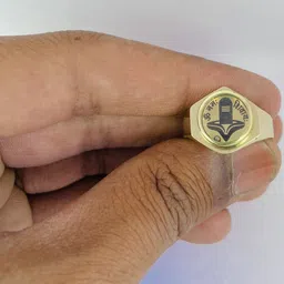 R G MART Unisex Ashtadhatu Shivling Yantra Star Circle With Para Gold Plated Brass Ring image 2