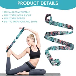 qpets Yoga Mat Carry Strap Green Mandala Nylon Yoga Strap image 4