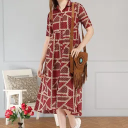 SupBir Women Printed Flared Sleeves Maternity Anarkali Kurta image 4