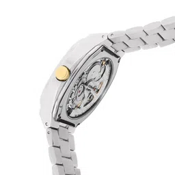 French Connection Men Skeleton Dial & Stainless Steel Bracelet Style Straps Analogue Automatic Motion Watch image 5