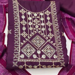 SHADOW & SAINING Geometric Embroidered Sequinned Unstitched Dress Material image 4