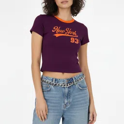 glitchez Typography Printed Slim Fit Crop T-shirt-picture-21