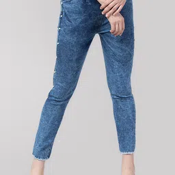 NEUNK Women Comfort Regular Fit Acid Wash Mid-Rise Light Fade Stretchable Jeans-picture-32