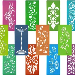 ascension Set of 12 Different Rangoli Making Stencils Multi Designs Border Stencils Rangoli Stencil-picture-13