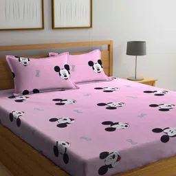 Aura Pink & Black Geometric 300 TC King Bedsheet with 2 Pillow Covers-picture-40