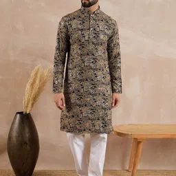 Anouk Floral Printed Mandarin Collar Sequinned Straight Kurta-picture-27