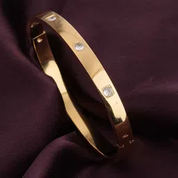 PALMONAS Gold-Plated CZ Studded Waterproof & Anti-Tarnish Stainless Steel Kada Bracelet-picture-26