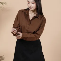 d attires Women Relaxed Fit Fit Solid Cut Away Collar Formal Shirt-picture-10