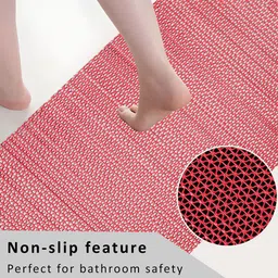 Kuber Industries Red 110-GSM Waterproof Long-Lasting Anti-Slip Bath Mat image 3