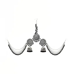 VRAJ CREATION Silver-Plated Oxidised Jewellery Set image 2