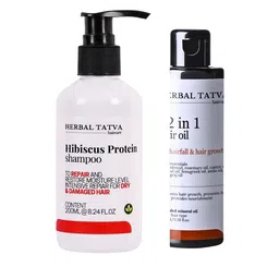 HERBAL TATVA Set Of Hibiscus Protein Shampoo 200ml & 12 In 1 Hair Oil 100ml image 1