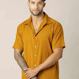 Paper Cut Men Solid Cotton Shirts-image-63