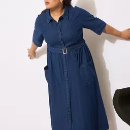 SASSAFRAS Curve Plus Size Shirt Midi Dress image 5