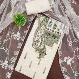 LeeliPeeri Designer Floral Embroidered Thread Work Unstitched Dress Material-picture-23