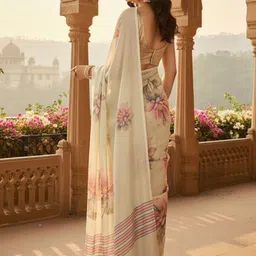 Anouk Rustic Floral Poly Georgette Block Print Saree image 4