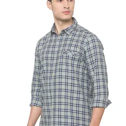 SNX Tailored Fit Checked Pure Cotton Opaque Shirt image 2