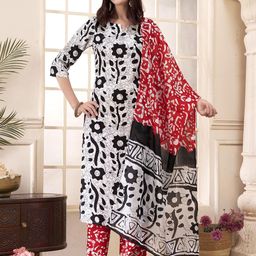 anouk rustic Anouk Women Floral Printed Regular Kurta with Trousers & With Dupatta-picture-1