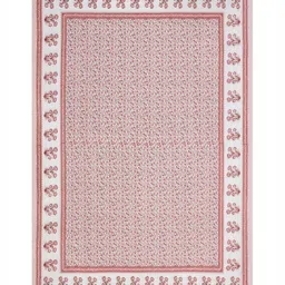 tundwal's White & Pink Floral Printed Cotton 210 TC King Bedsheet Set 2.74 m x 2.28 m image 3