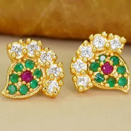 DressBerry Gold-Plated Floral AD Diamond Studs Earrings-picture-36