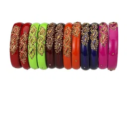 SOMIL Set Of 16 Glass Artificial Stones Studded Bangles image 5