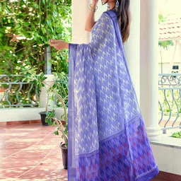 KALINI Ethnic Motifs Printed Zari Ikat Saree image 4