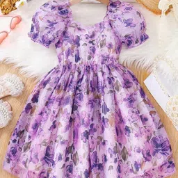 YK Girls Cotton Colourblocked A-Line Dress-picture-17