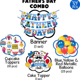 zyozi Happy Fathers Day Banner with Balloons,Cake Topper,Cupcake Topper image 2