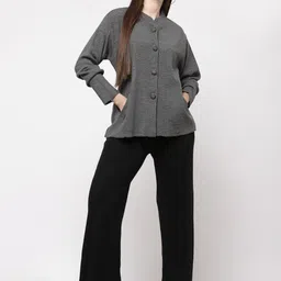 513 Women Round Neck Button Detail Woollen Cardigan-image-65