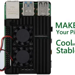 techsupreme Raspberry Pi 4 Armor Case Cooling Heatsink for Raspberry Pi 4 Model/Pi 4B (Raspberry Pi 4 Armor Case with Dual Fan, Black) Electronic Components Electronic Hobby Kit image 3