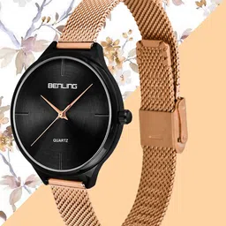 BENLING Women Dial & Stainless Steel Wrap Around Straps Analogue Watch BL-1017-BLK-RGOLD-image-53