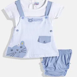 BABYMAX Infant Girls Striped Applique Pure Cotton Pinafore Dress With Bloomers & T-shirt-picture-30