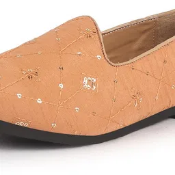 fausto Embroidery Sequin Ethnic Slip On Juttis for Wedding|Party Kurta Shoe Mojaris For Women image 2