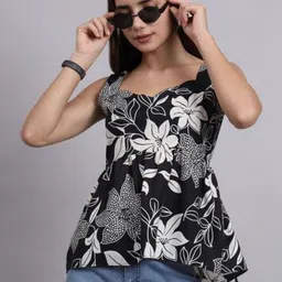 DADIYA Floral Print Sweetheart Neck Ruffles Tank Top-picture-13