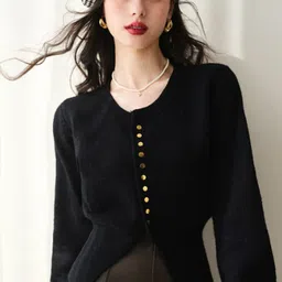 StyleCast Women Solid Long Sleeves Round Neck Cardigan-image-94