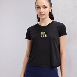 hrx by hrithik roshan Women Printed Round Neck Polyester Black T-Shirt-picture-28