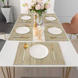 LUXEHOME INTERNATIONAL Gold-Colored 6 Pieces Textured Table Placemats image 4