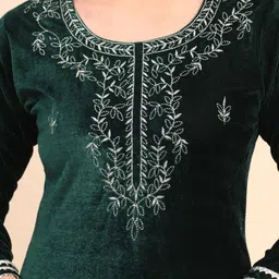 Moda Rapido Women Ethnic Motifs Embroidered Regular Thread Work Velvet Kurta with Trousers & With Dupatta image 5