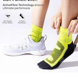 FRIDO Unisex Pack of 4 Medium Neon Green Frido Active Quarter Length Socks Neon Green image 2