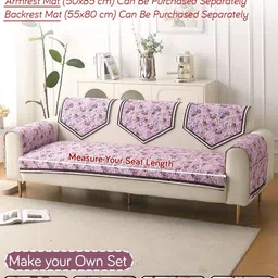 HOKIPO Peony Lavender & Purple Printed Holland Velvet 1/2/3 Seater and L Shape Sofa Cover image 4