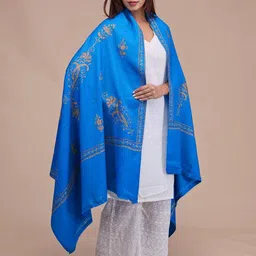 SWI Stylish Floral Embroidered Thread Work Pashmina Pure Woollen Shawl-picture-39