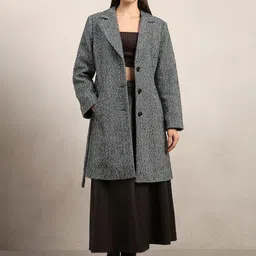 Vero Moda Self Design Single-Breasted Notched Collar Overcoat image 4