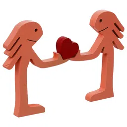 ecraftindia Wooden Handcrafted Couple Showpiece Holding Heart image 5