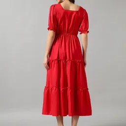 Krunal Raiyani Puff Sleeve Ruffled Fit & Flare Midi Dress image 4