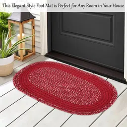 Kuber Industries Red & White 2 Pieces Printed Cotton Anti-Slip Doormats image 2