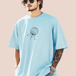 AUSK Graphic Printed Round Neck Drop-Shoulder Sleeves Oversized Cotton T-shirt image 2
