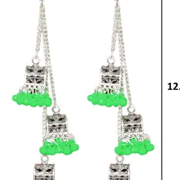 Weariton Silver-Plated Beaded Oxidised German Silver Jhumkas image 3